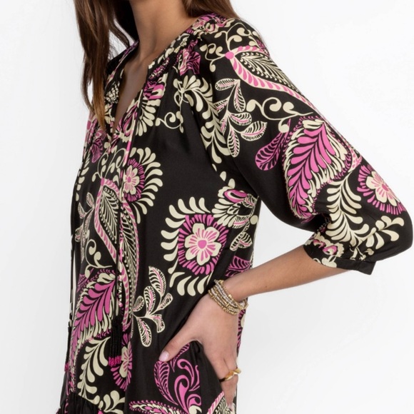 Johnny Was silk tiered tassel dress, Melanie Paisley NWT - Picture 2 of 10